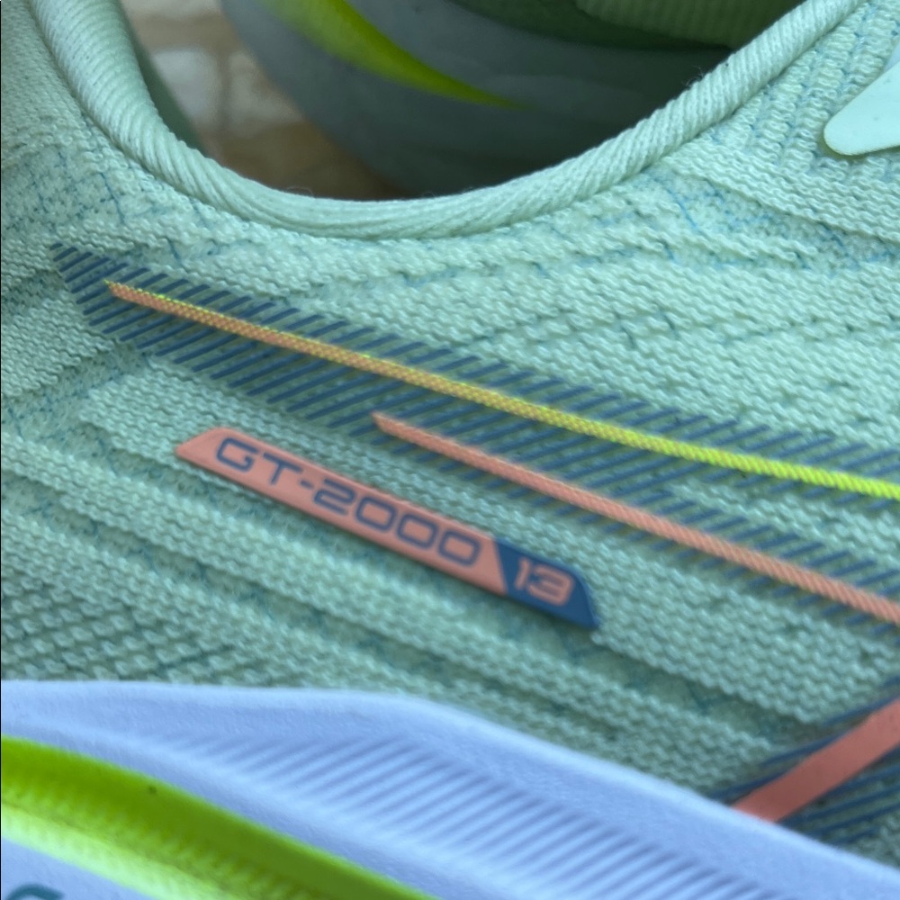 ASICS Men's Sneakers - Light Green with Neon Yellow Accents - Picture 3 of 3